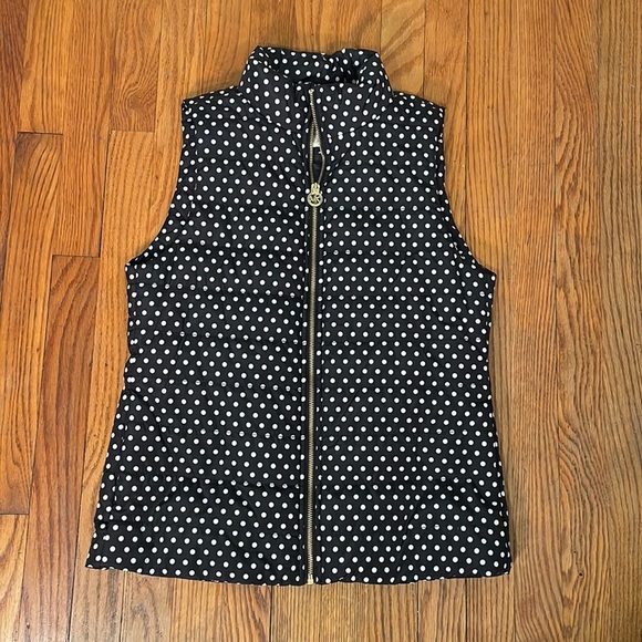 Michael Kors Jackets & Blazers - Michael‎ Kors Womens Puffer Vest Black White Polka Dot Zipper Logo Size S